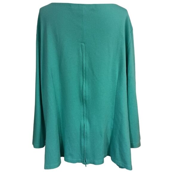 Laura Byrnes Zipper Back Top 4X Plus Size Blouse Aqua Pinup Girl Jersey Knit - Picture 4 of 16